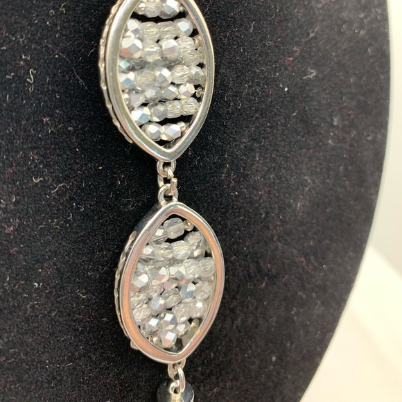 Silver Beaded Long Necklace with Tassels - Picture 3 of 7